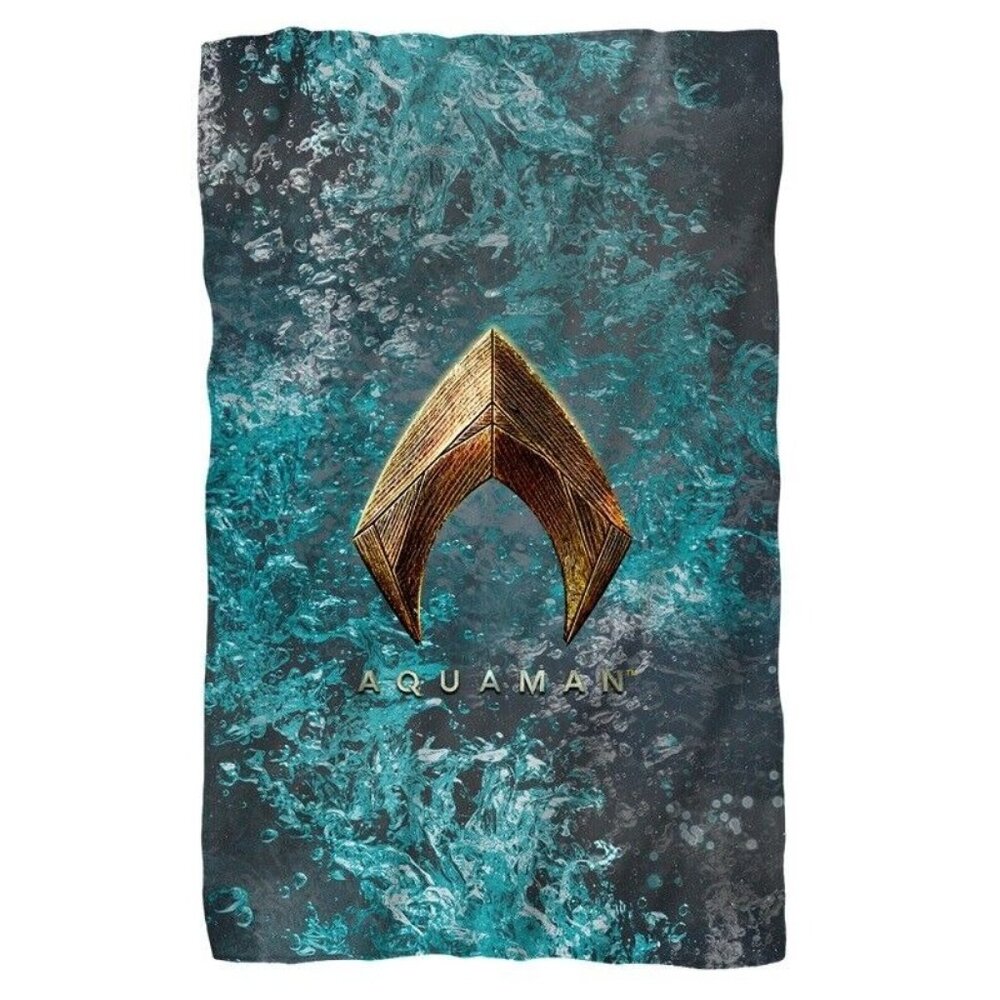 New 36x58 Aquaman Movie Logo Fleece Throw Gift Blanket Justice League Super Hero